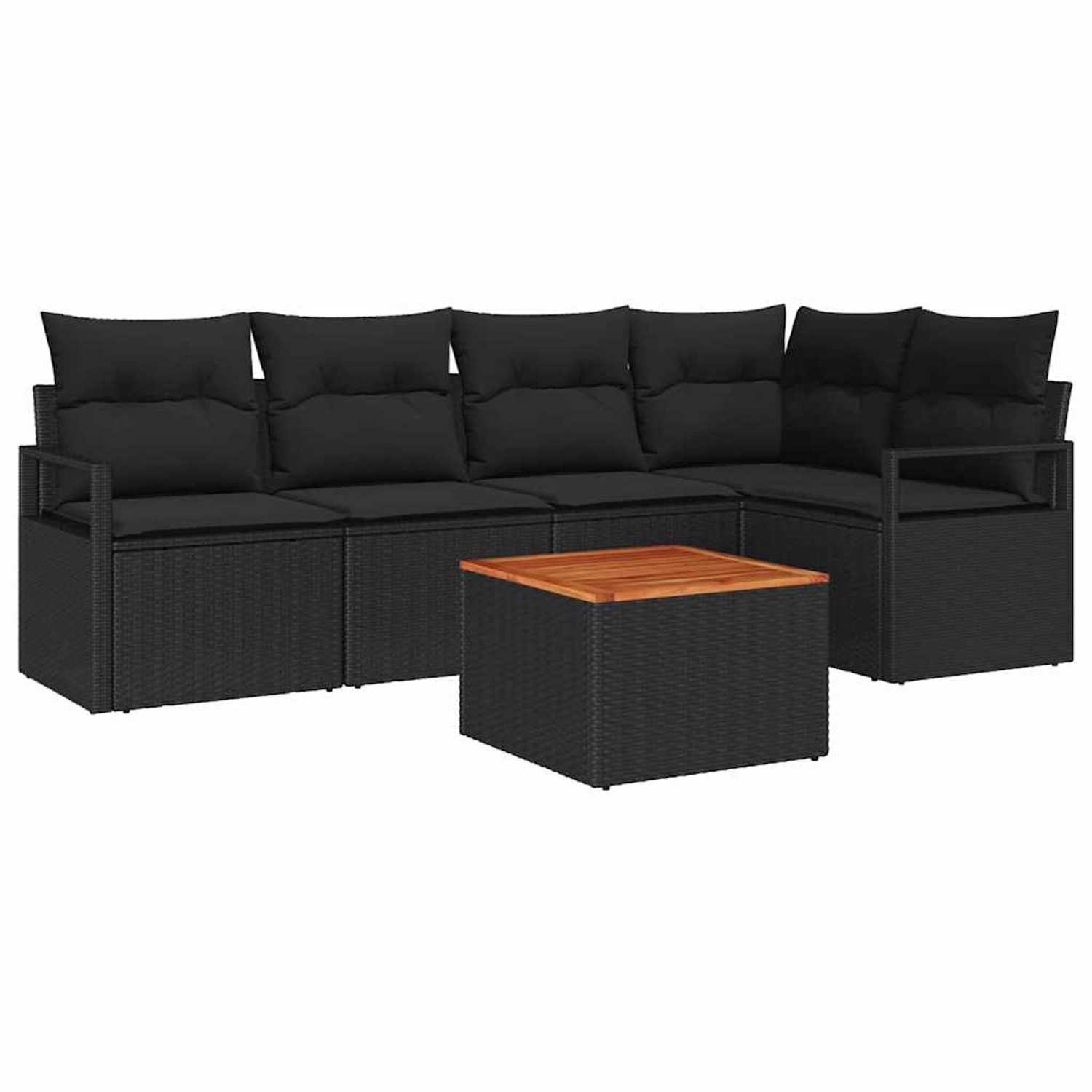 vidaXL Garten-Sofa-Set mit Kissen 6-Tlg Schwarz Poly Rattan 3347709 günstig online kaufen