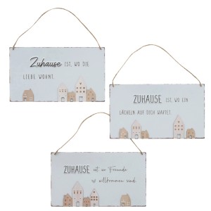 Boltze Deko-Schild Nordy, 3-fach sortiert, mit Haus-Motiv und Sprüchen. Dekorative Schilder für Zuhause.