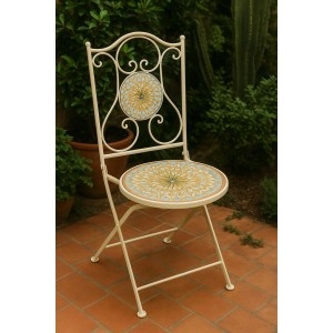 Kobolo Gartenstuhl Klappstuhl Metallstuhl Stuhl Mosaikoptik H91 cm