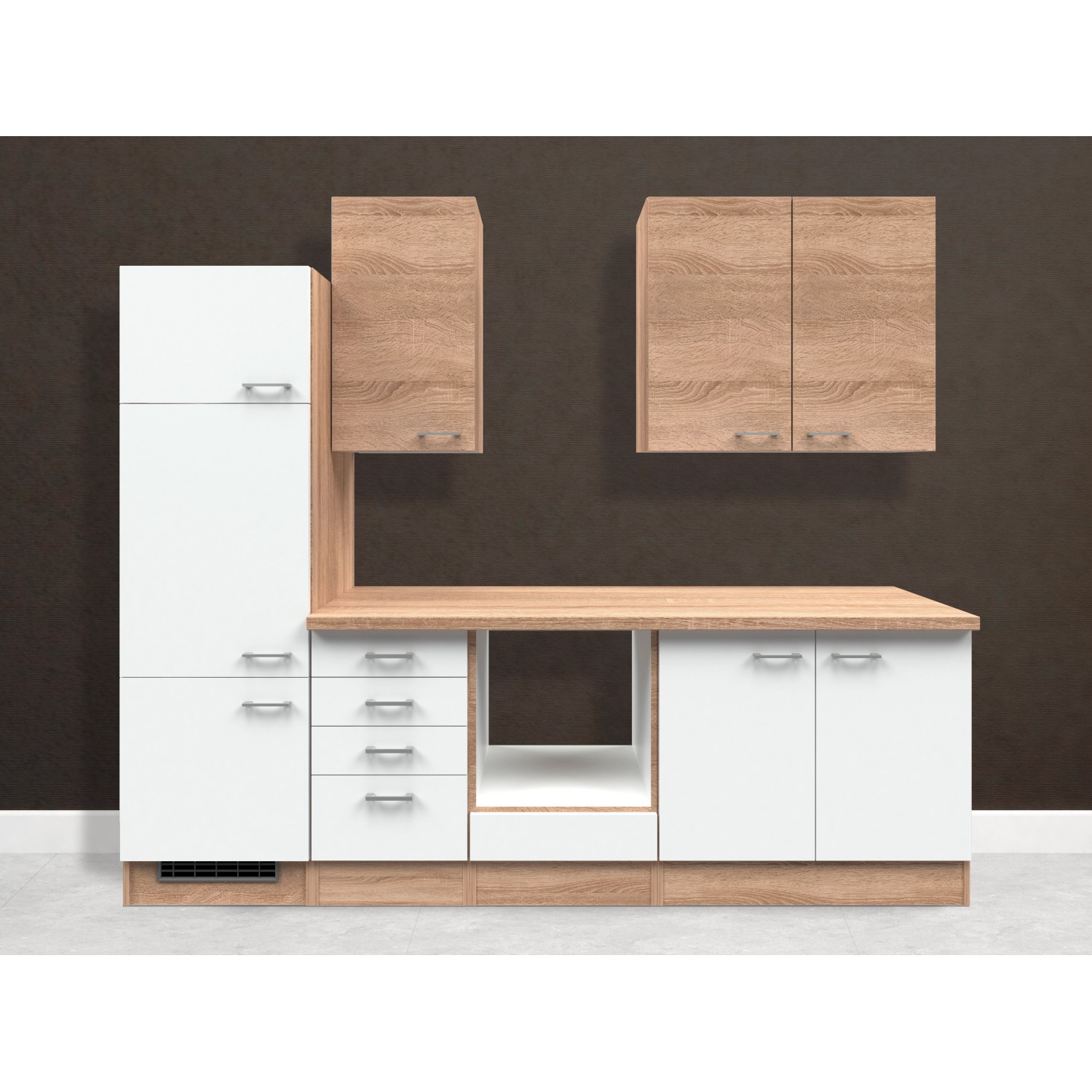 Flex-Well Classic Küchenzeile/Küchenblock Florida 270 cm ohne E-Geräte Sonoma Eiche-Weiß