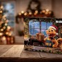 OBI Adventskalender 2026 mit Biber in Weihnachtsmütze, hält Geschenk. Werkzeug-Sets für Heimwerker. Festliche Werkstatt-Szene, Weihnachtsbaum.