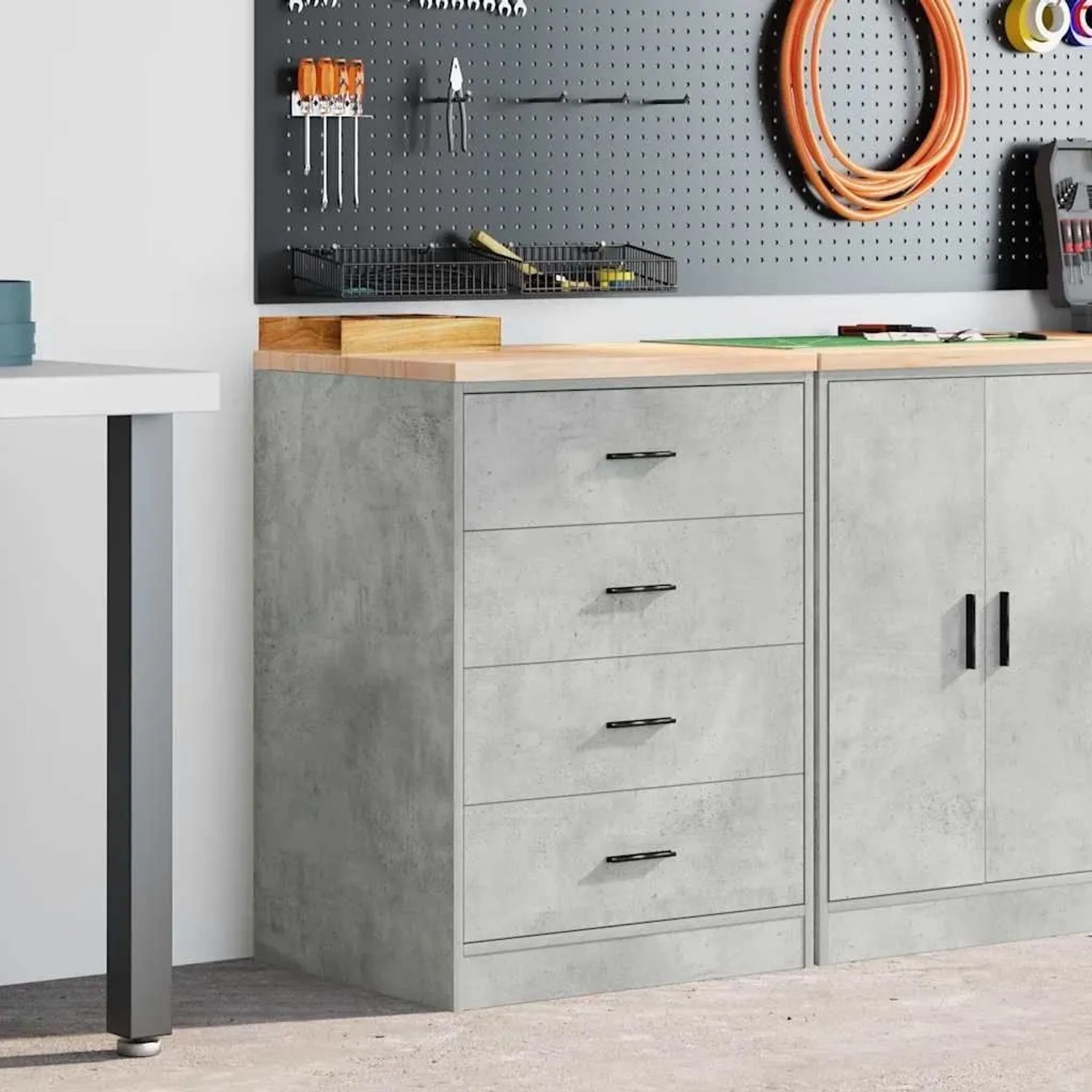 vidaXL Garagen-Aufbewahrungsschrank Betongrau Massivholz Kiefer 860601_2