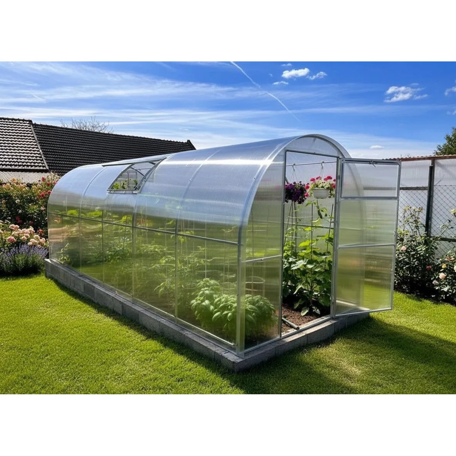 Garten Dream Gewächshaus Mini 2x6m mit 6mm Polycarbonat
