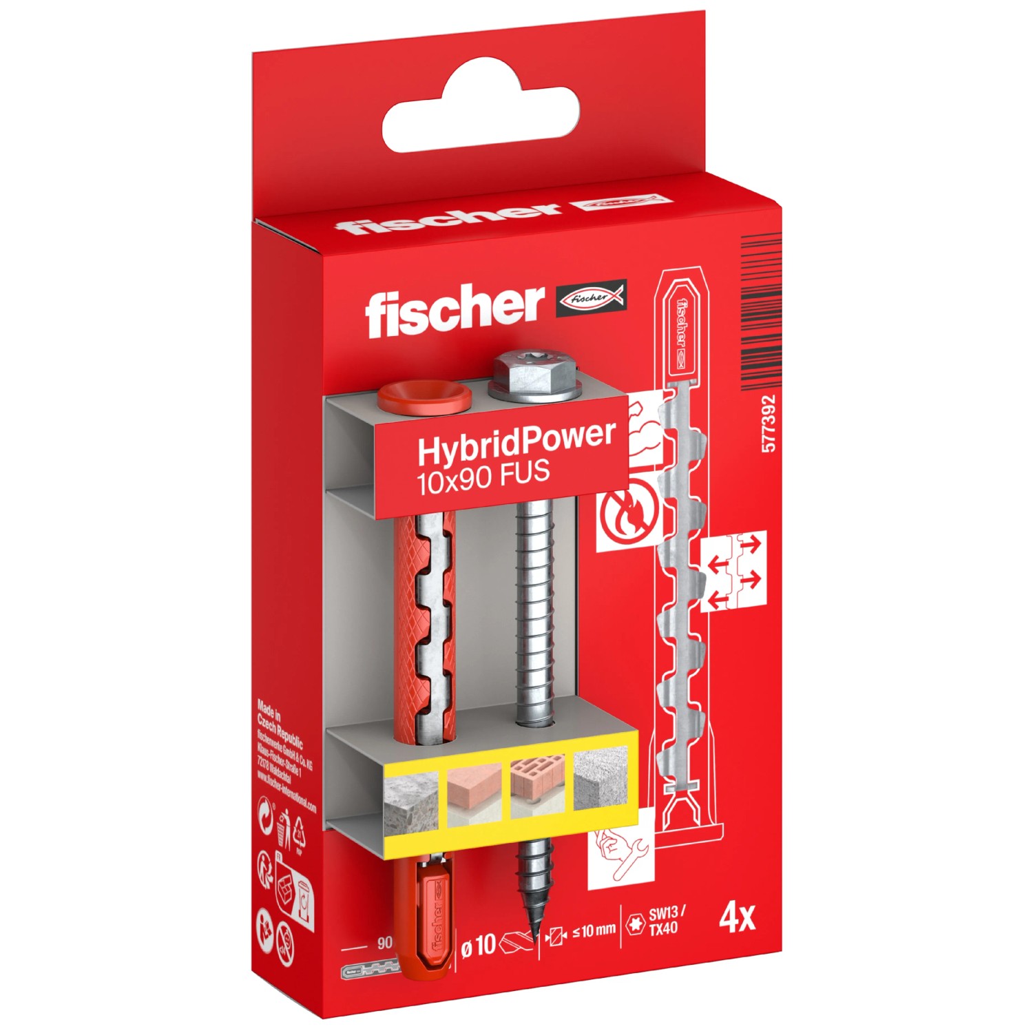 Fischer Dübel HybridPower FUS K 10 mm x 90 mm 4 Stück