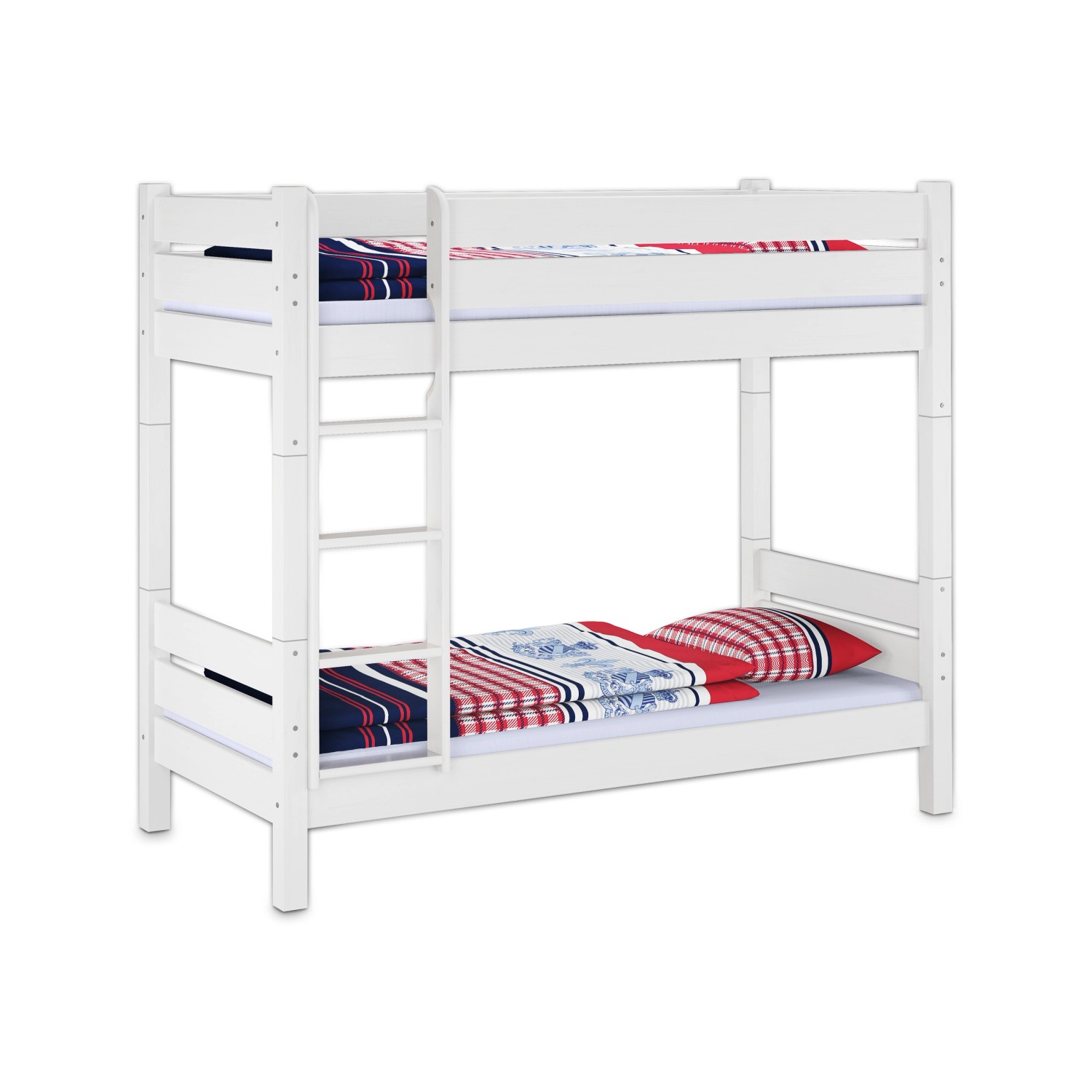 Erst-Holz Gemütliches Etagenbett 90 x 220 Kiefer Weiß Massiv Nische 100 Tei günstig online kaufen