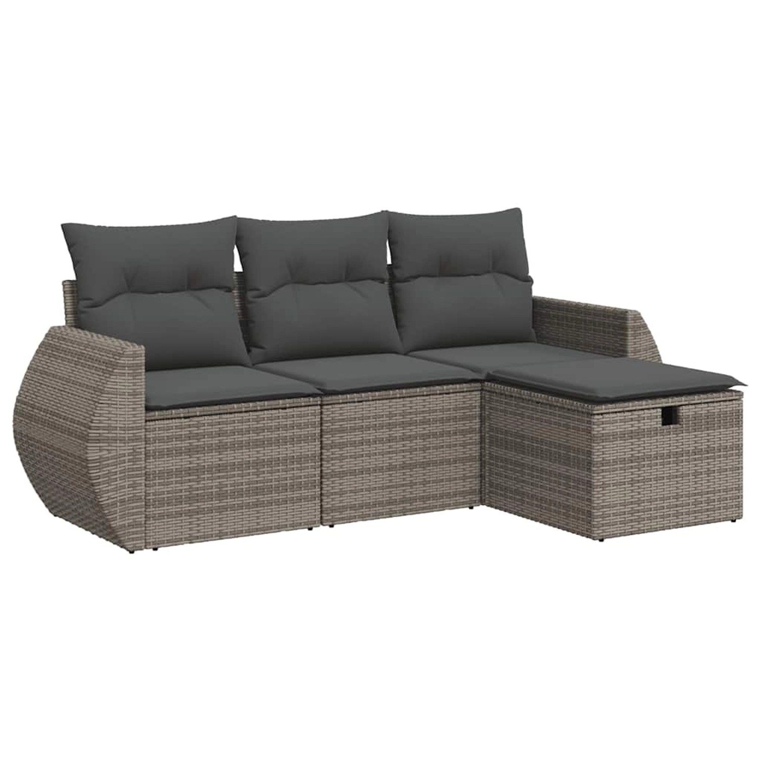 vidaXL 4-Tlg Garten-Sofagarnitur mit Kissen Grau Poly Rattan 3325556 günstig online kaufen