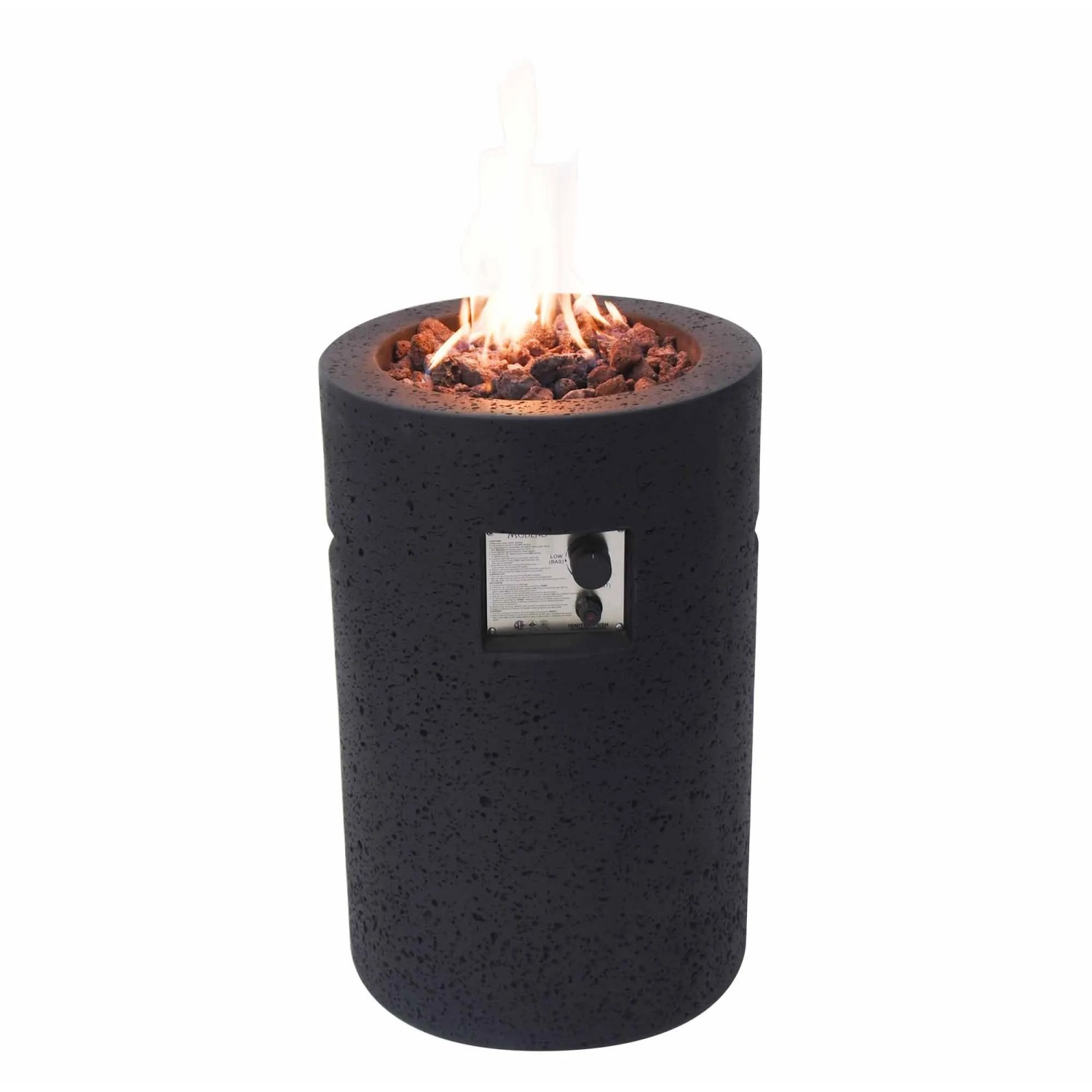 Elementi Gasfeuerstelle Merapi in Lavastein-Optik Schwarz aus Faserbeton