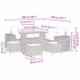 vidaXL Garten-Sofa-Set, 9-teilig, schwarz, Poly Rattan, mit Maßen.
