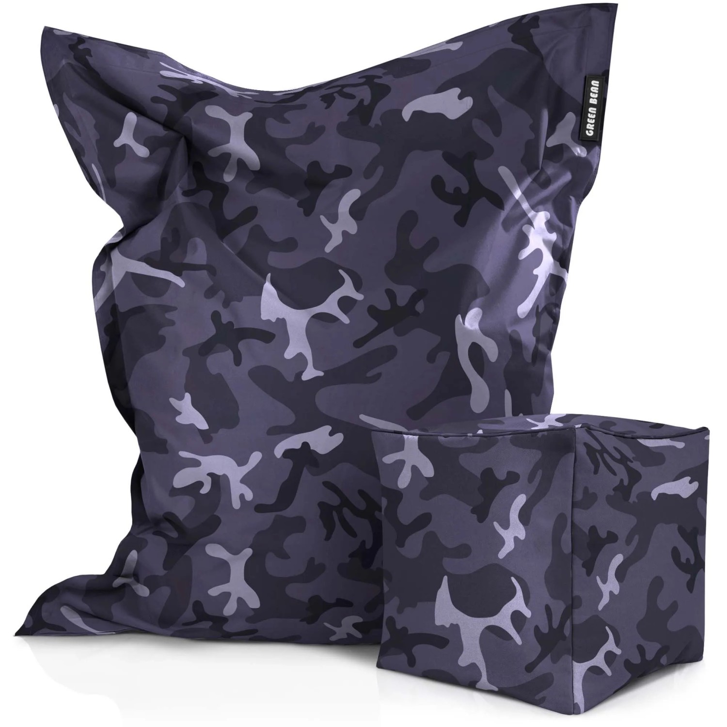 Green Bean Sitzhocker 2er Set Square XXL + Dice 140 x 180 x 25 cm Wetterfest Camouflage Schwarz