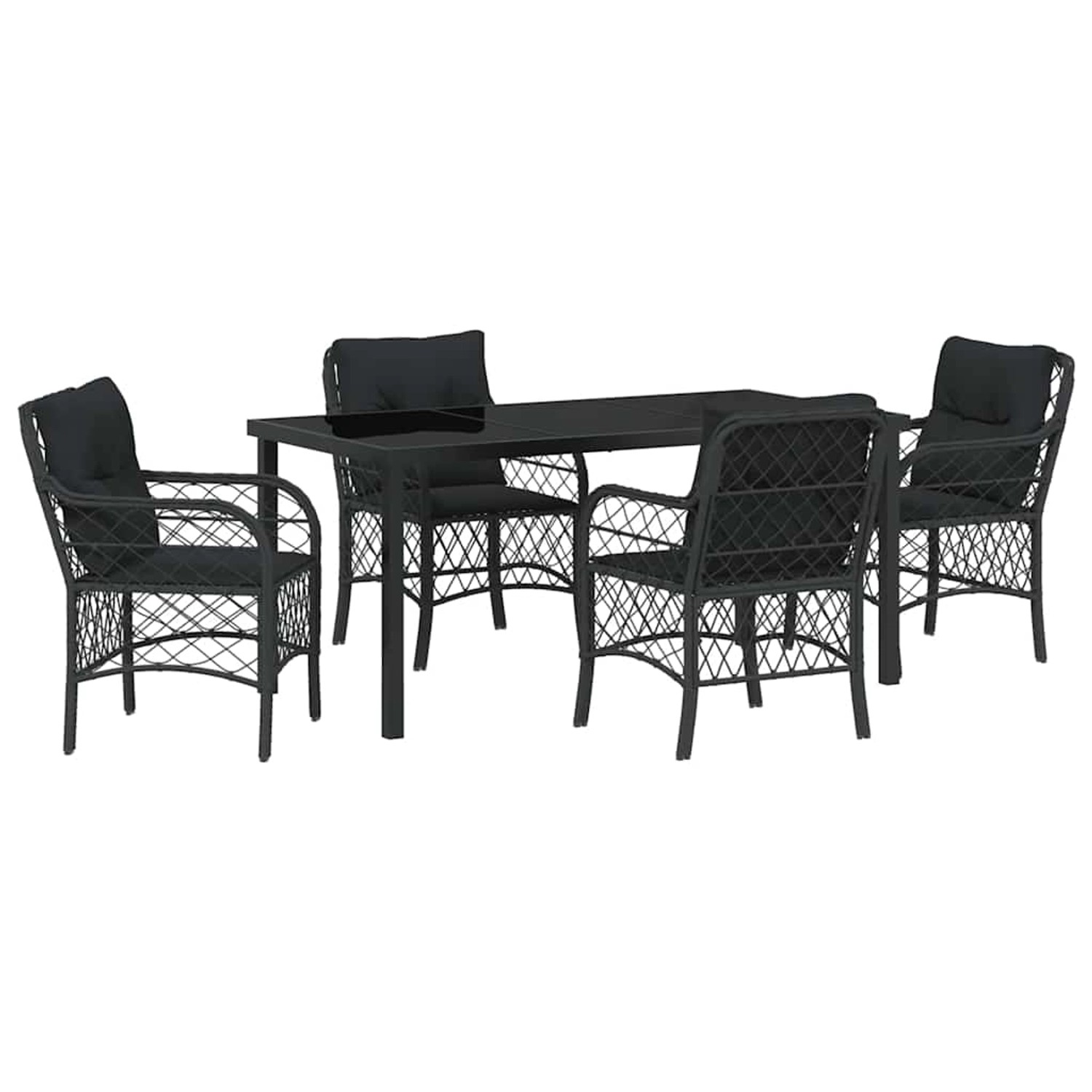 vidaXL Garten Essgruppe mit Kissen 5-Tlg Schwarz Poly Rattan 3380207 günstig online kaufen