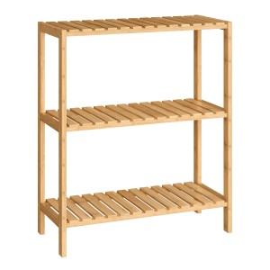 Songmics Badregal aus Bambus mit 3 Ablagen, 26x60x66 cm, Natur.