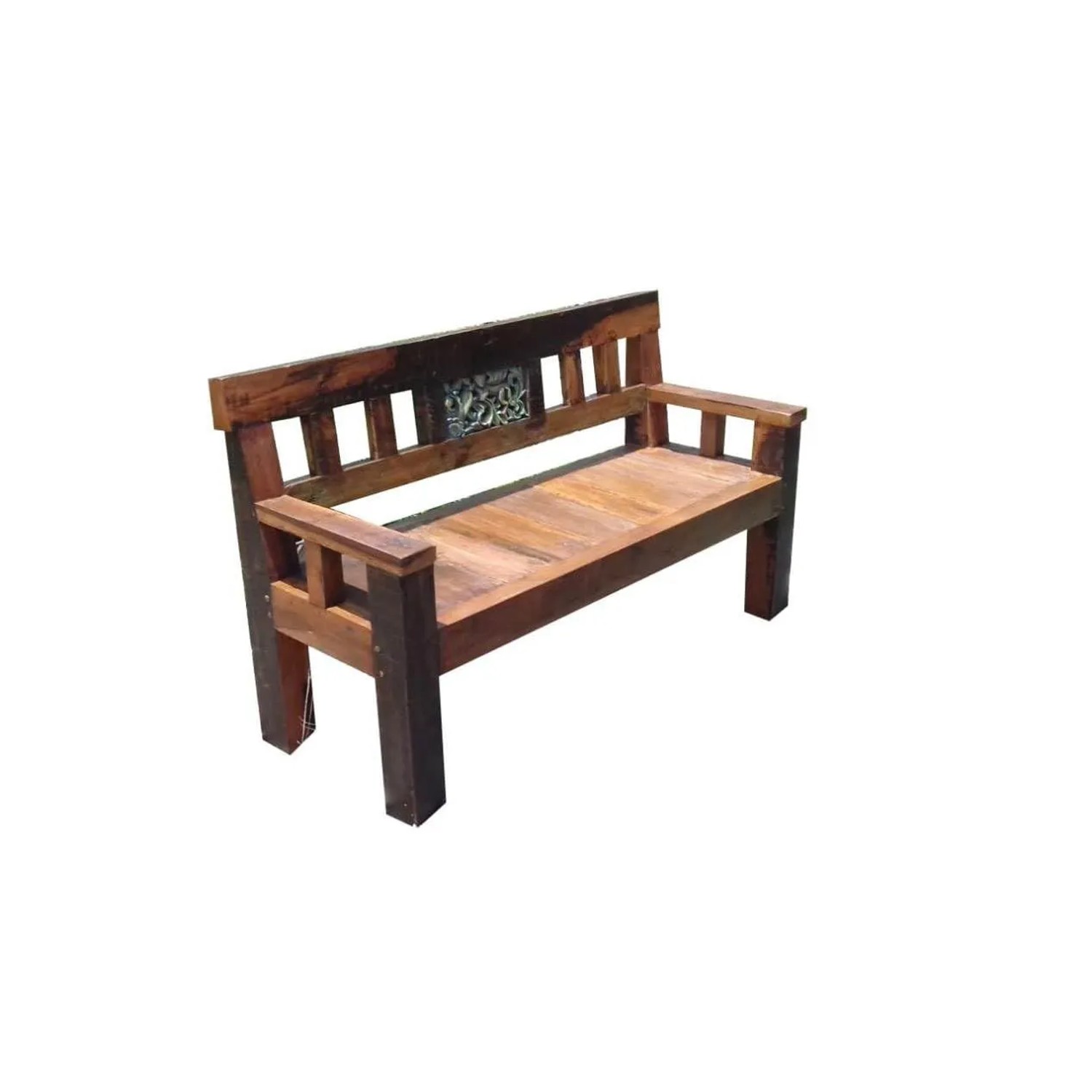 DELUKE Gartenbank MIKKO 3-Sitzer 150cm Breit Teak Dunkelbraun Terrassenbank Wetterfest Sitzbank Outdoor Bank