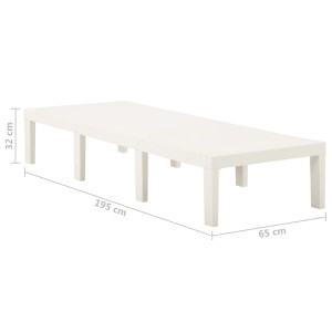 Weiße vidaXL Sonnenliege aus Kunststoff, verstellbare Rückenlehne, ideal für Garten und Terrasse.