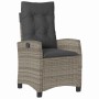 Grauer vidaXL Gartenstuhl aus Rattan mit Kissen, Teil eines 7-teiligen Gartenmöbel Sets.