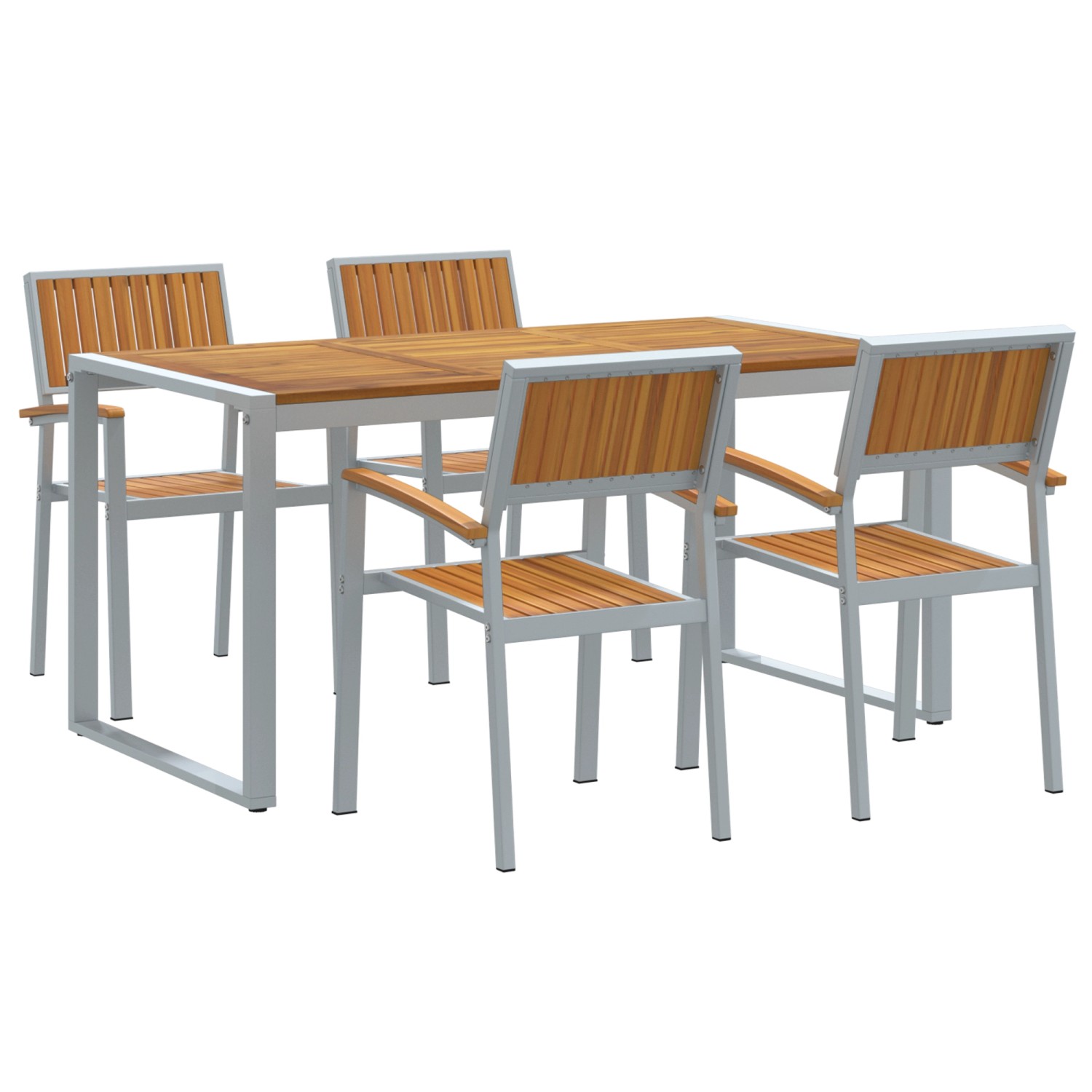 vidaXL 5-Teiliges Garten-Esszimmer Set aus Massivem Holz Akazie und Metall günstig online kaufen