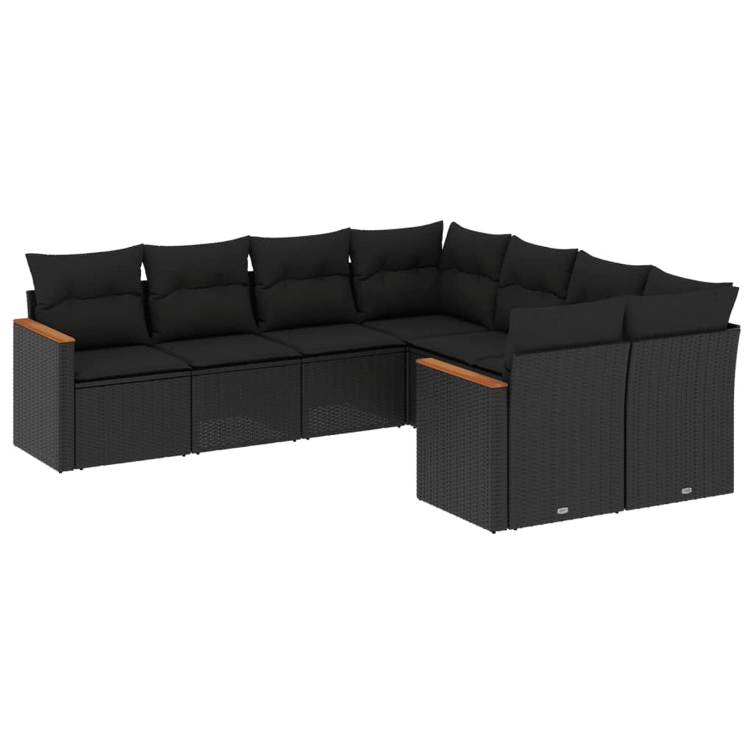 vidaXL 8-Tlg Garten-Sofagarnitur mit Kissen Schwarz Poly Rattan 3258954
