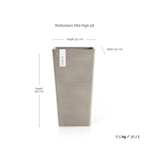 Ecopots Pflanztopf Rotterdam, braungraue Pflanzsäule, 31x56cm, für Innen- und Außenbereich.