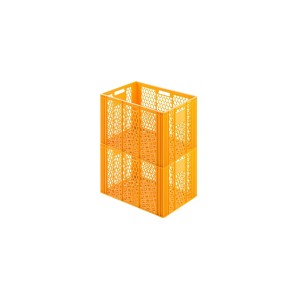 Zwei gelb-orange Eurobehälter Bäcker- und Konditorkästen, stapelbare Brötchenkisten.