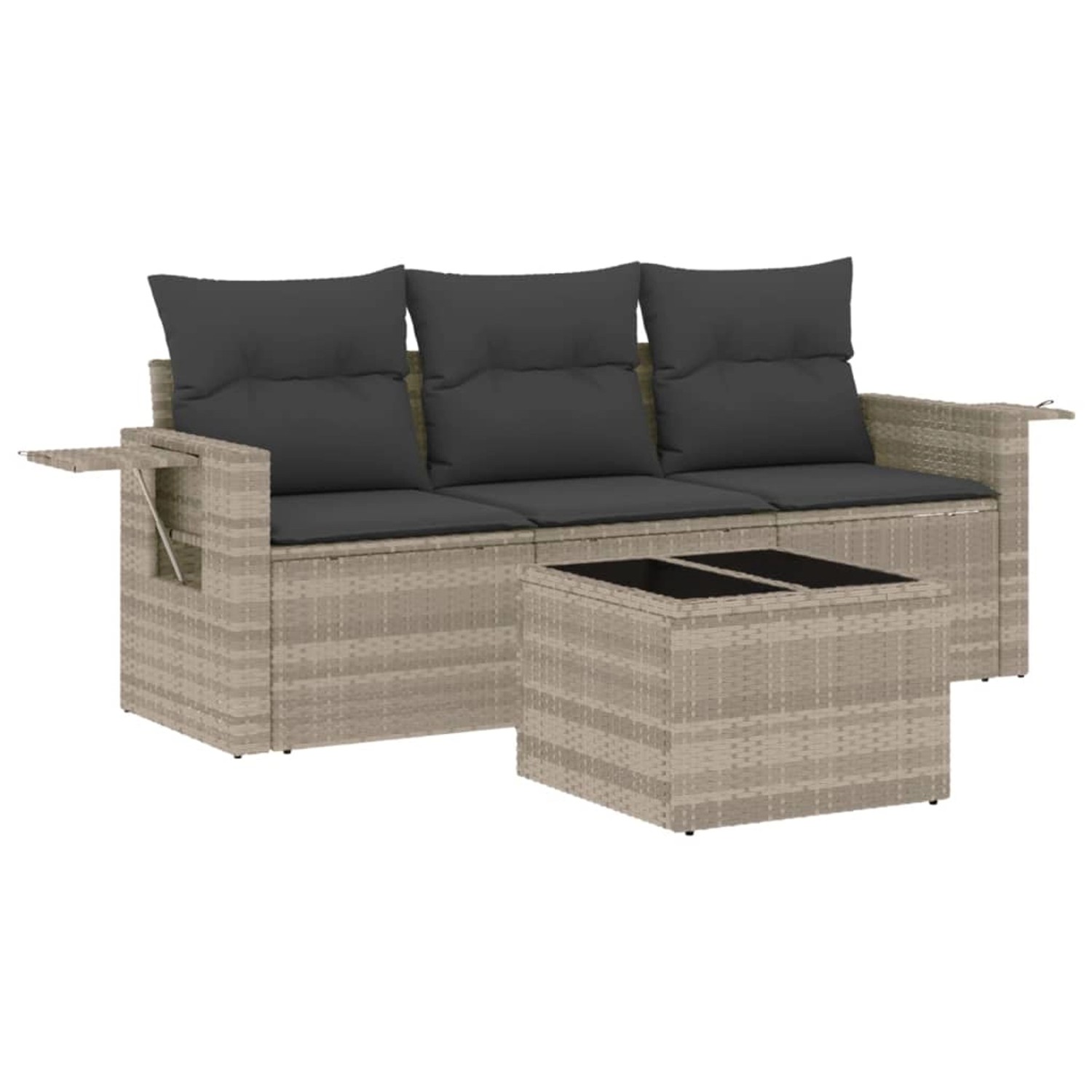 vidaXL 4-tlg Garten-Sofagarnitur mit Kissen Hellgrau Poly Rattan Modell 16 günstig online kaufen