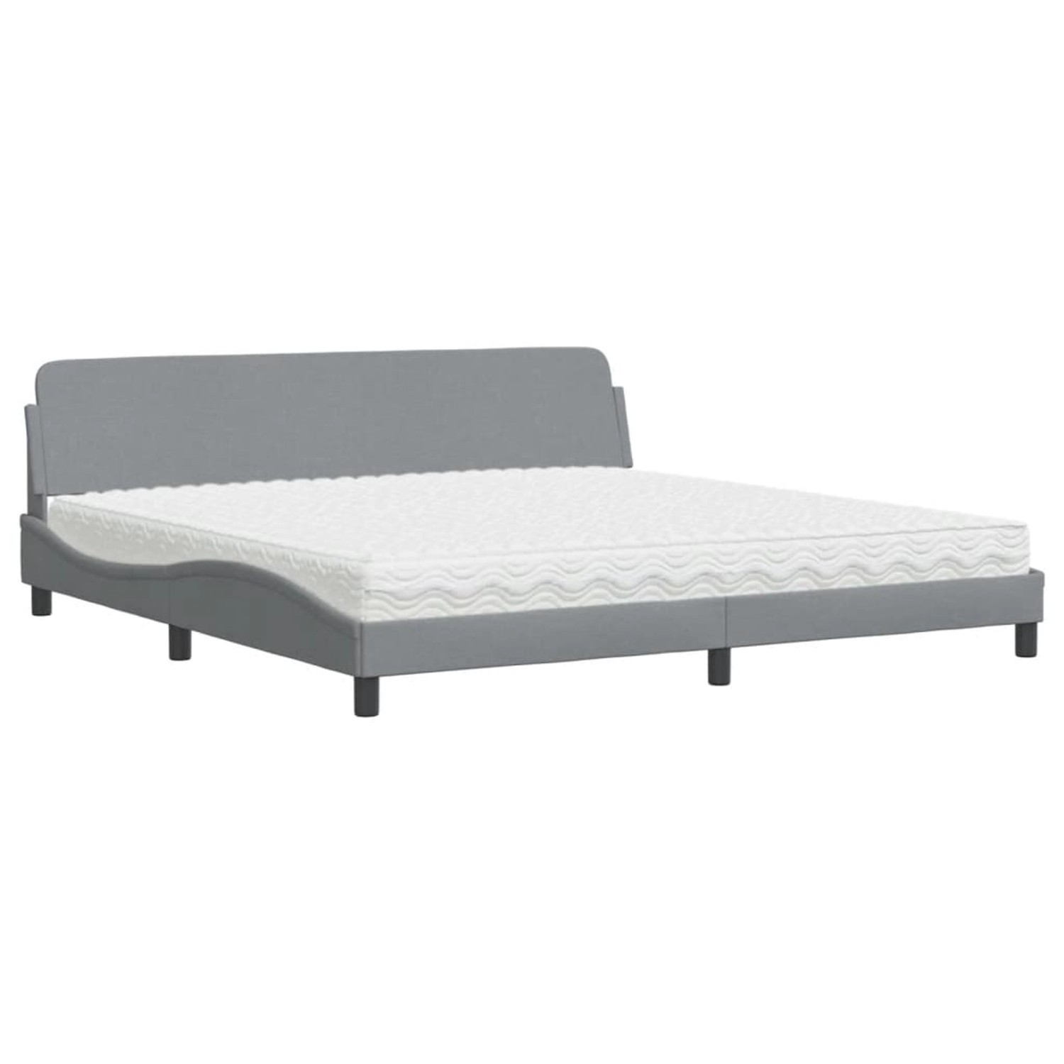 vidaXL Bett mit Matratze Hellgrau 200x200 cm Stoff2009988