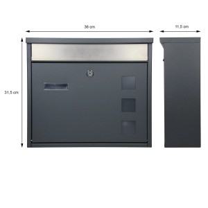 ML-Design Briefkasten mit Ständer, anthrazit. Moderner Postkasten mit Namensschild.