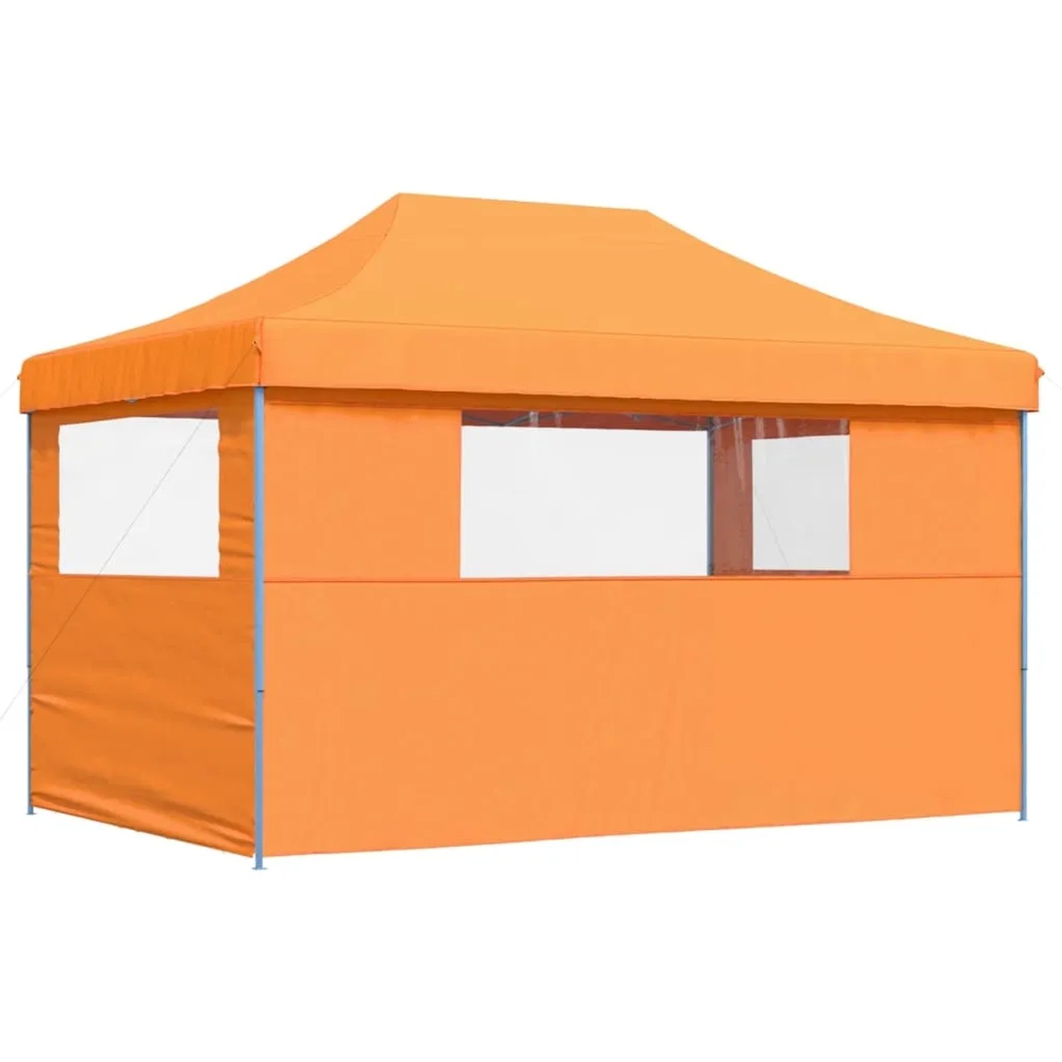 Oranges, faltbares Partyzelt mit 3 Seitenteilen und Fenstern von vidaXL.