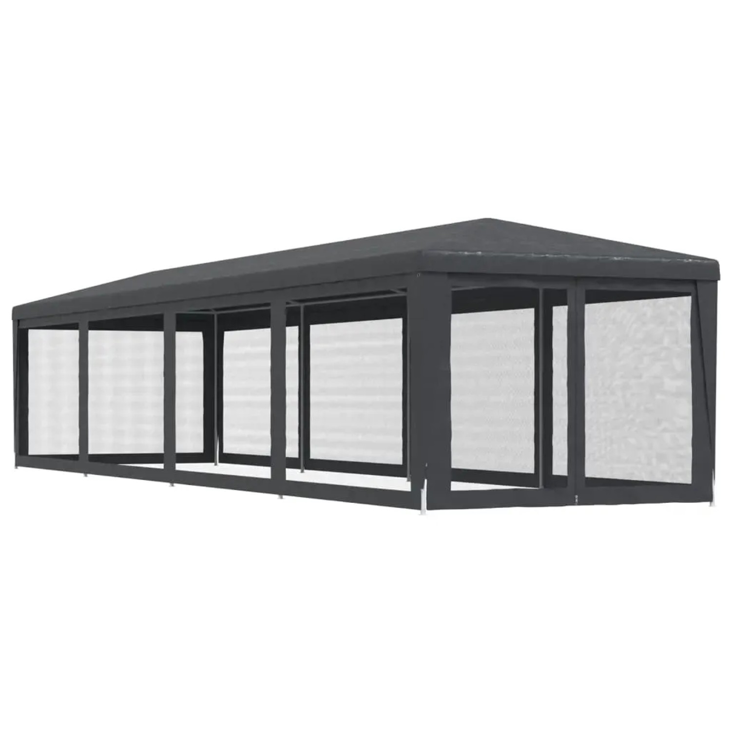 Anthrazit Partyzelt 3x12m mit 10 Mesh-Seitenwänden für Garten & Feiern.