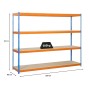 Blau-oranges PROREGAL Schwerlastregal Wood Beast mit 4 Ebenen, 200x180x90 cm, Fachlast 600 kg.