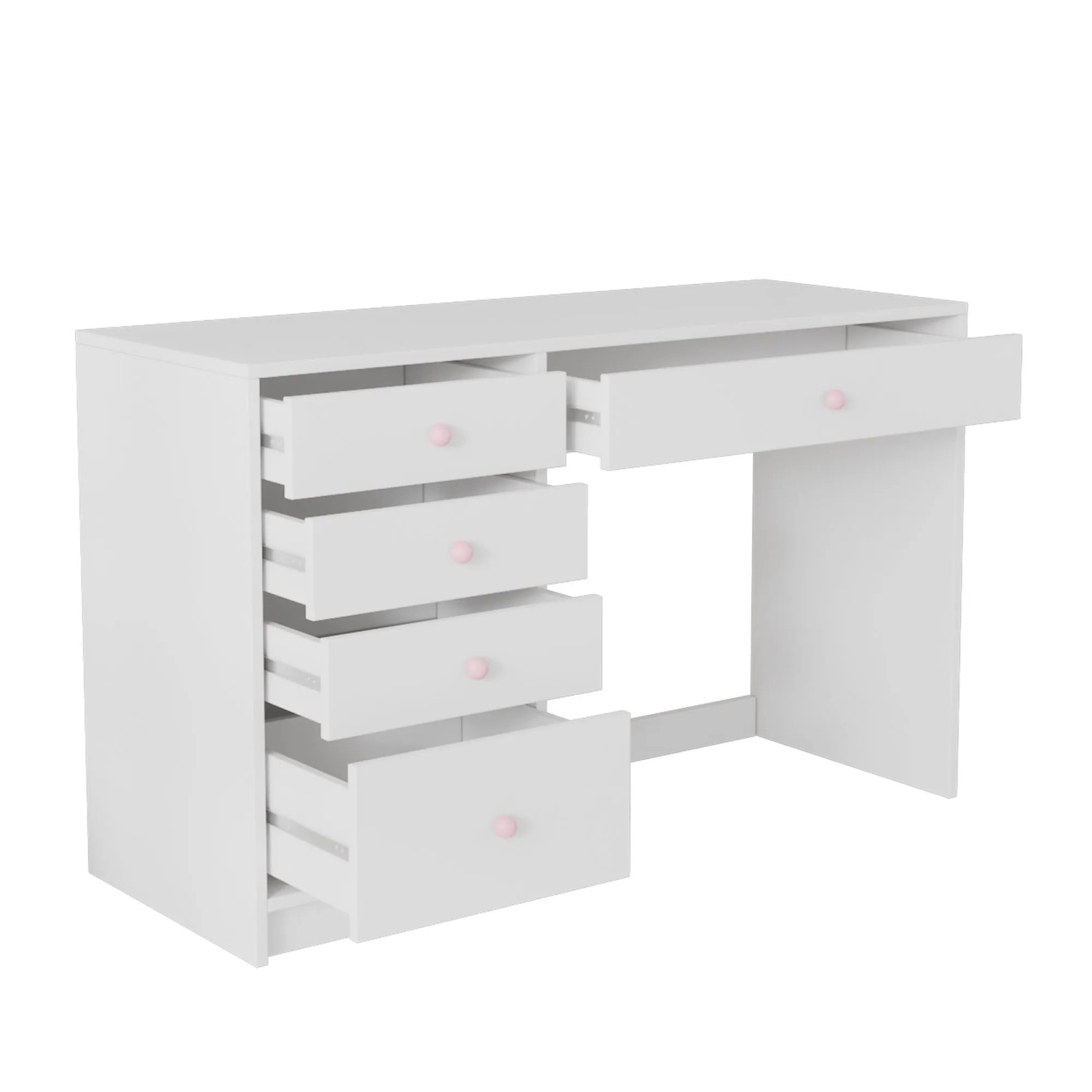 okwish Schreibtisch mit Kinderschreibtisch 5 Schubladen Für Alle Alter 120x45x74cm Weiß