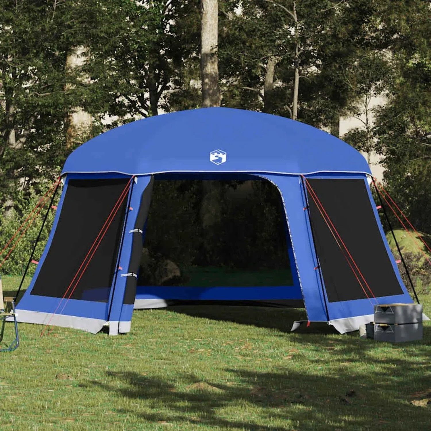 vidaXL Poolzelt mit Abnehmbarem Überzelt Netzwänden Azurblau 512x458cm 4100625_5