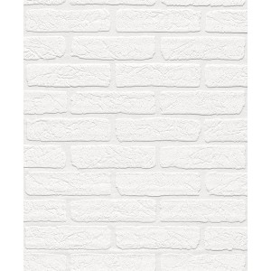 Weiße Rasch Vliestapete mit Steinmuster für moderne Wandgestaltung.