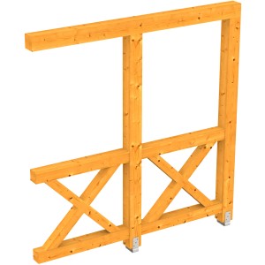 Skan Holz Seitenwand Andreaskreuz, 205x210 cm, Fichte Eiche hell, Zubehör für Terrassenüberdachungen.