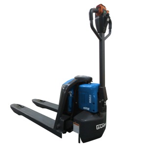 Güde Elektrohubwagen eHW 1500 in Blau-Schwarz mit ergonomischem Griff. Hebt Paletten bis 1500 kg.