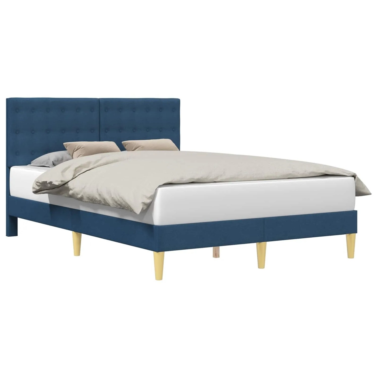 vidaXL Bettrahmen mit Kopfteil Blau 120 x 200 cm Stoff 42027790