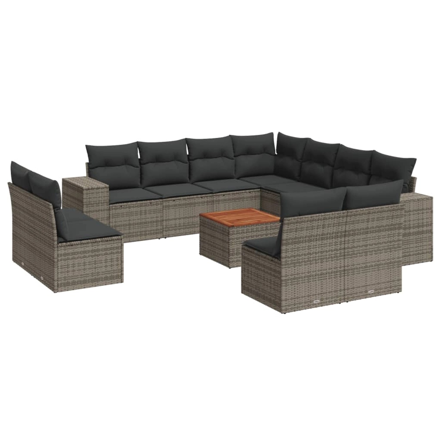 vidaXL 12-Tlg Garten-Sofagarnitur mit Kissen Grau Poly Rattan 3257838 günstig online kaufen