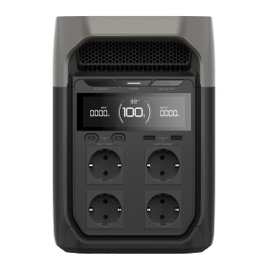 Ecoflow Delta 3 Powerstation (grau, 1024 Wh) mit Display und Steckdosen.