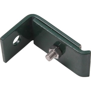 Grüner Stahl-Montagewinkel, 2-teilig, für Zaunbau und Sichtschutz.