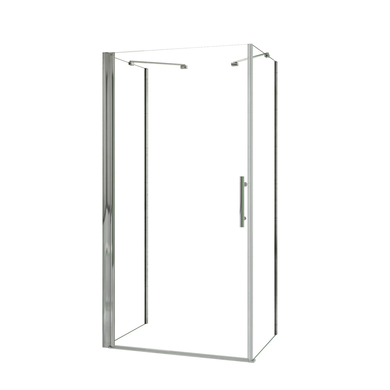 AICA U-Duschkabine 100x185cm Schwingtür 6mm Nano Glas Dusche Inkl. Seitenwand 90x90x185cm Alu Natur