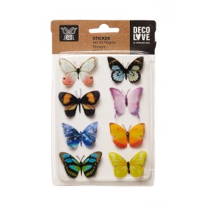 Brauns-Heitmann Sticker Schmetterlinge Deco Love 3D, 8 bunte Schmetterlingsaufkleber.