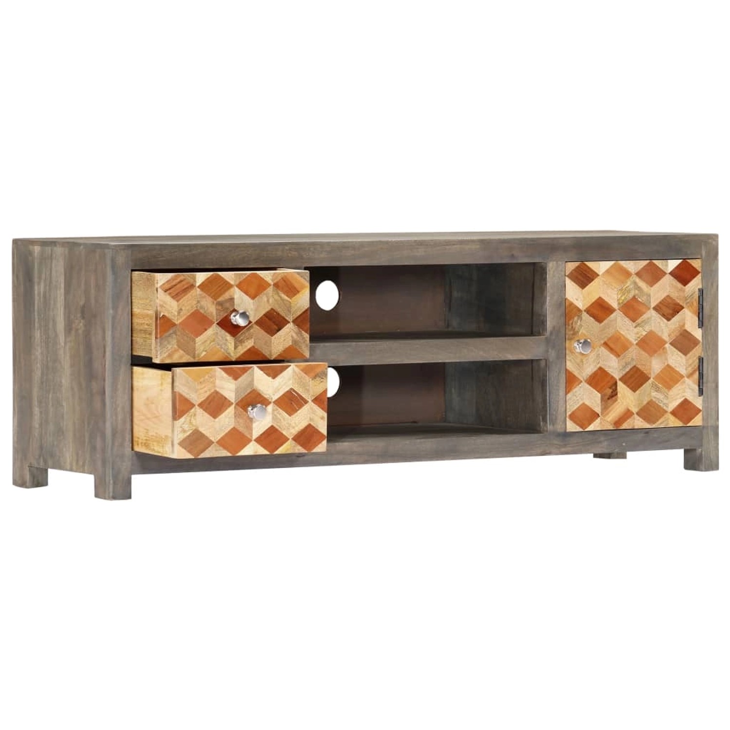 VidaXL TV-Schrank Grau 120x30x40 cm Massivholz Mango günstig online kaufen