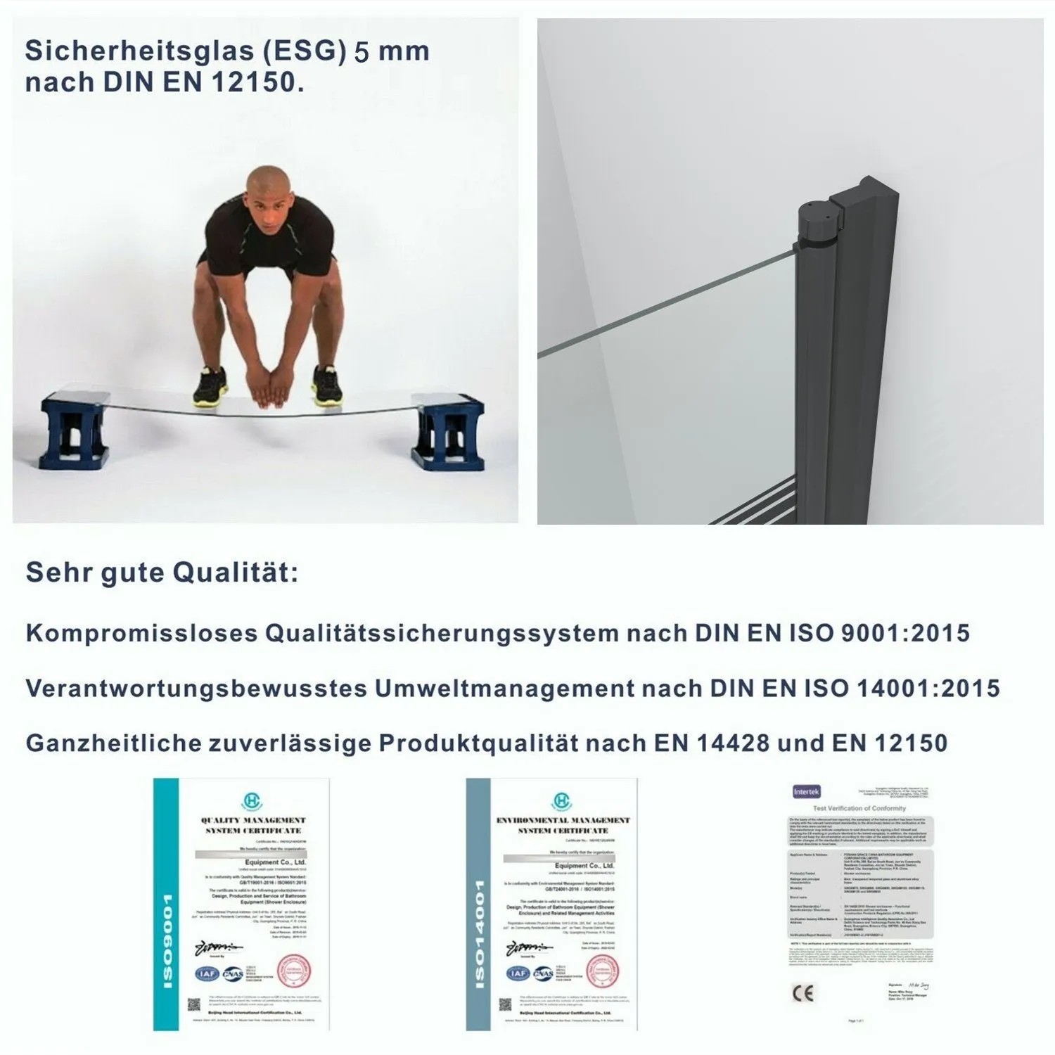 Aquabatos Badewannenaufsatz, 2-teilig, 120x140 cm, schwarz matt, mit ESG-Glas für Badewannen.