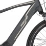 Detailansicht: Graues Fischer E-Bike Viator 5.0i mit Akku im Rahmen.