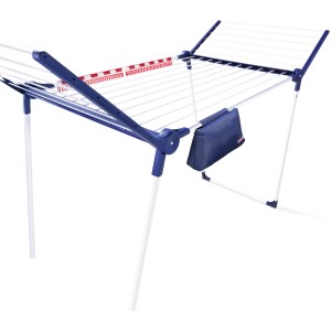 Leifheit Pegasus 180 Solid Plus Wäscheständer mit Flügeln, Kleinteilehalter und Wäscheklammerbeutel.