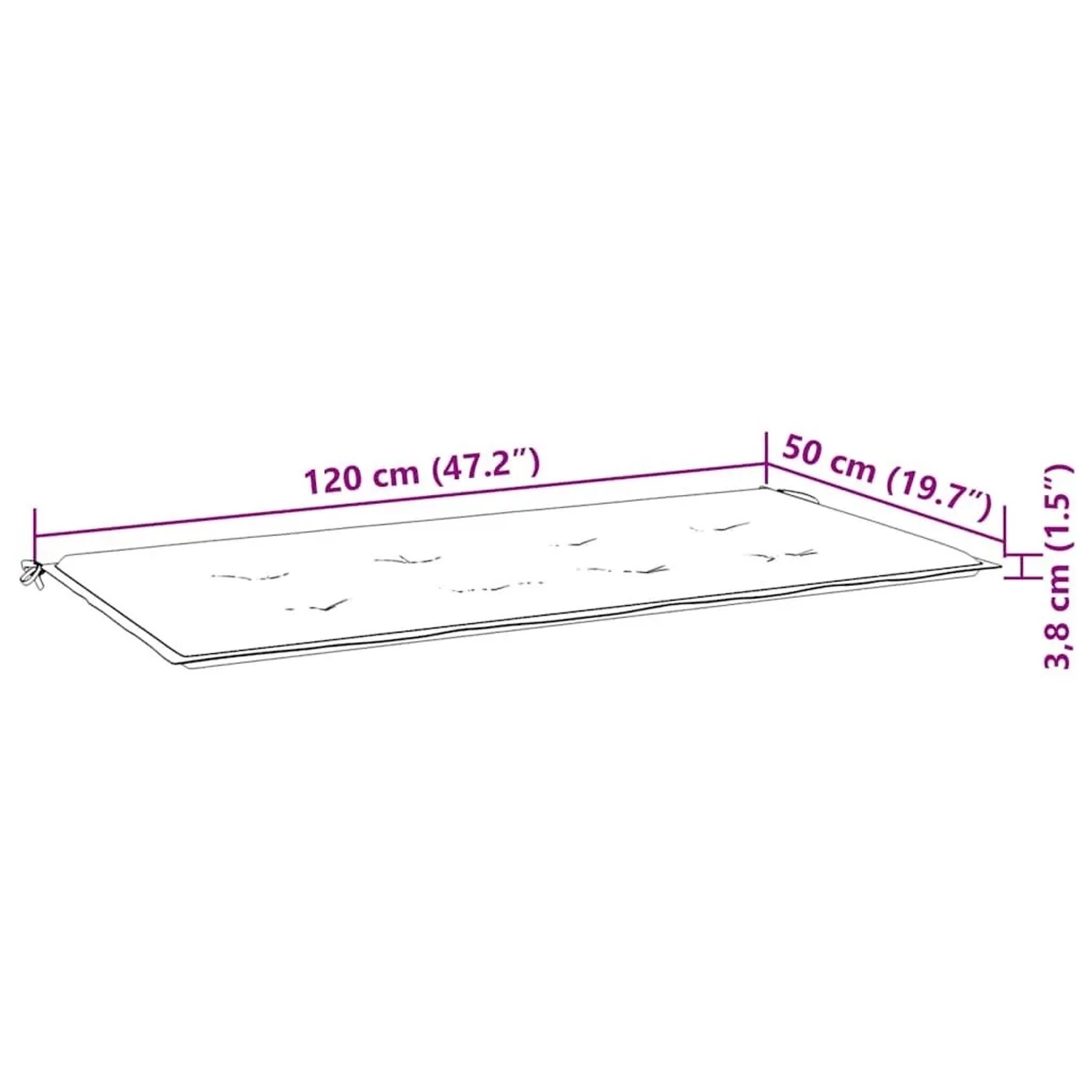 Schwarze Gartenbankauflage (120x50x4 cm) aus Oxford-Gewebe für bequemes Sitzen im Garten.