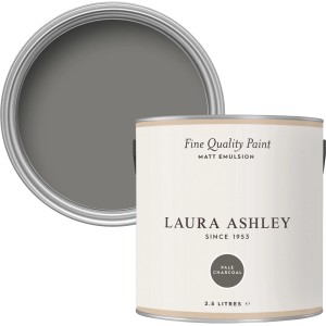 Laura Ashley Wandfarbe Pale Charcoal Grau, 2,5 l Dose und Farbübersicht.