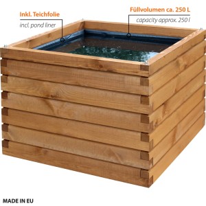 Dobar Gartenteich Alea inkl. Teichfolie Kiefer Braun 78 cm x 78 cm x 60 cm FSC®