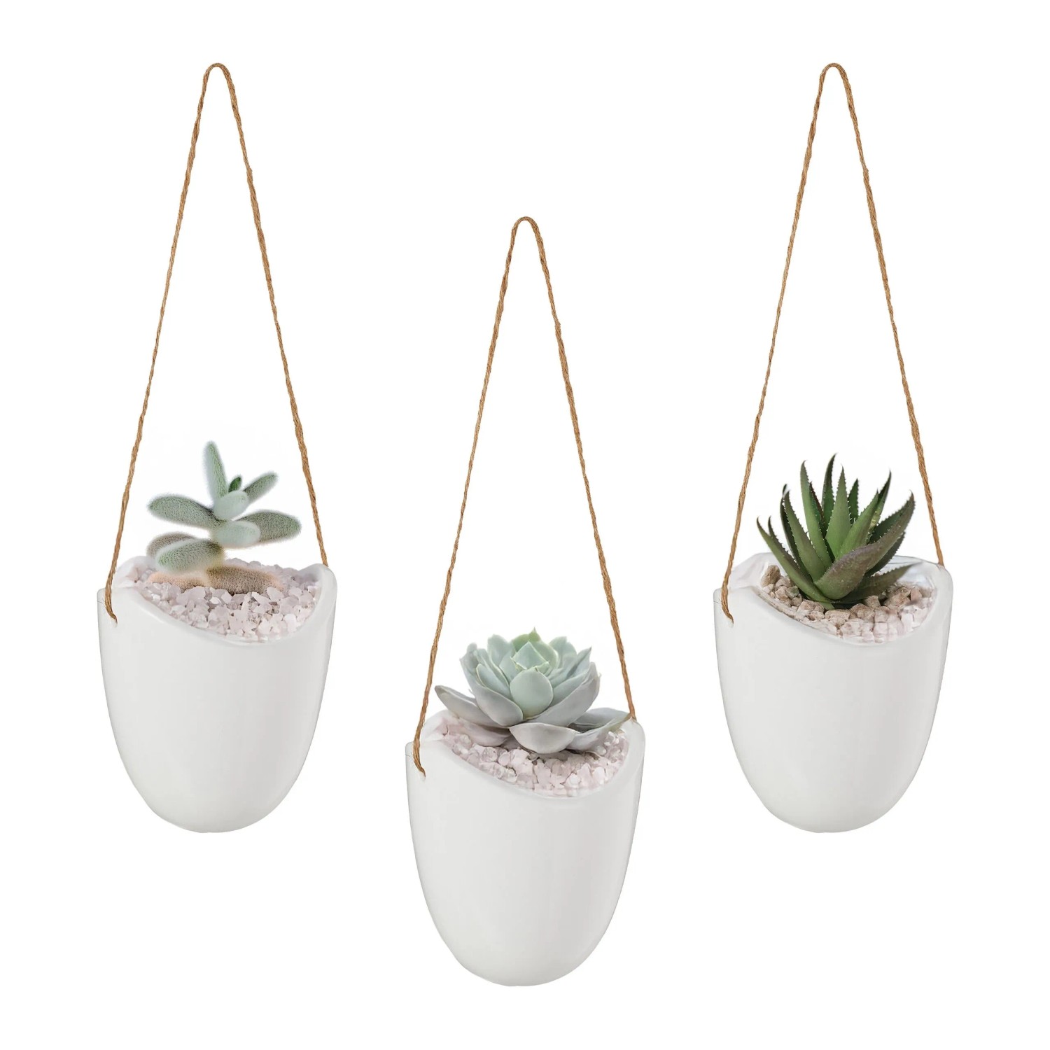 Relaxdays Wandvase Keramik Weiß 3er Set 12,5 cm x 11,5 cm x 9,5 cm