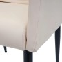 Detailansicht: MCW Esszimmerstuhl H93, creme-beige Kunstleder, Polsterstuhl mit schwarzen Beinen.