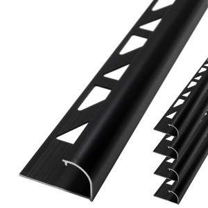 Schwarze Dalsys Fliesenschiene Viertelkreis, 5 Stück, 2,5m x 12,5mm, aus Aluminium.