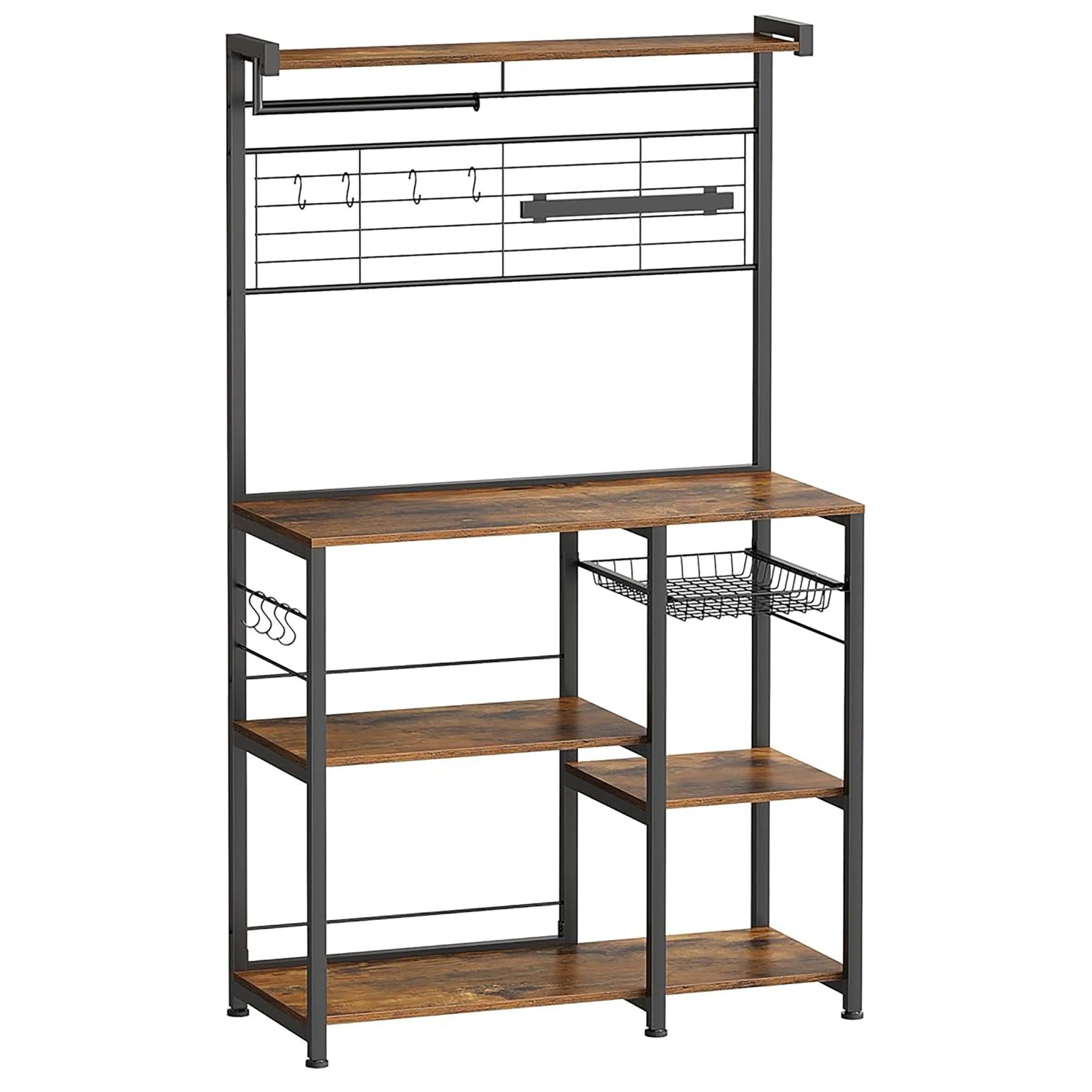 Songmics Küchenregal KKS026B01 mit Küchenrollenhalter Braun-Schwarz